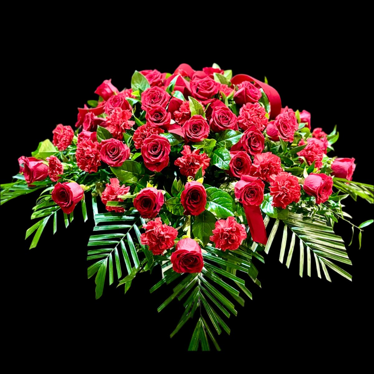 Red Rose and Carnation Casket Cover