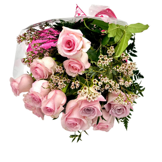 Dozen Pink Roses Bouquet for Mom