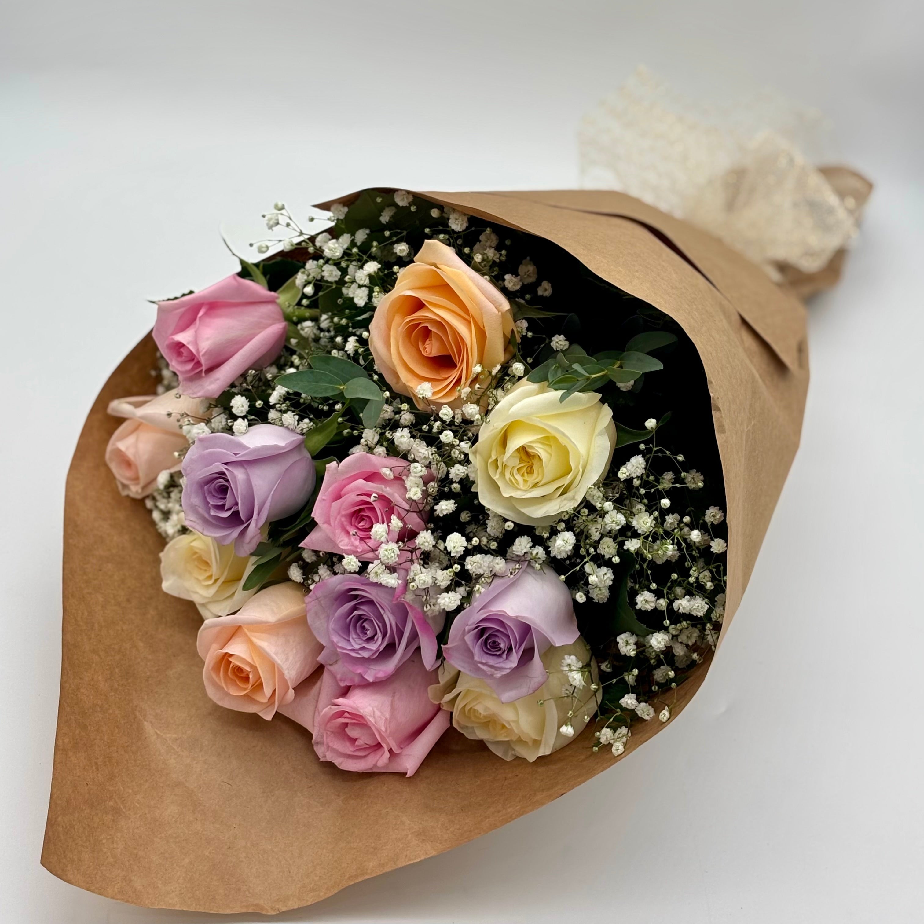 Dozen Mixed Color Rose Bouquet – Gabriella's Nursery & Florist